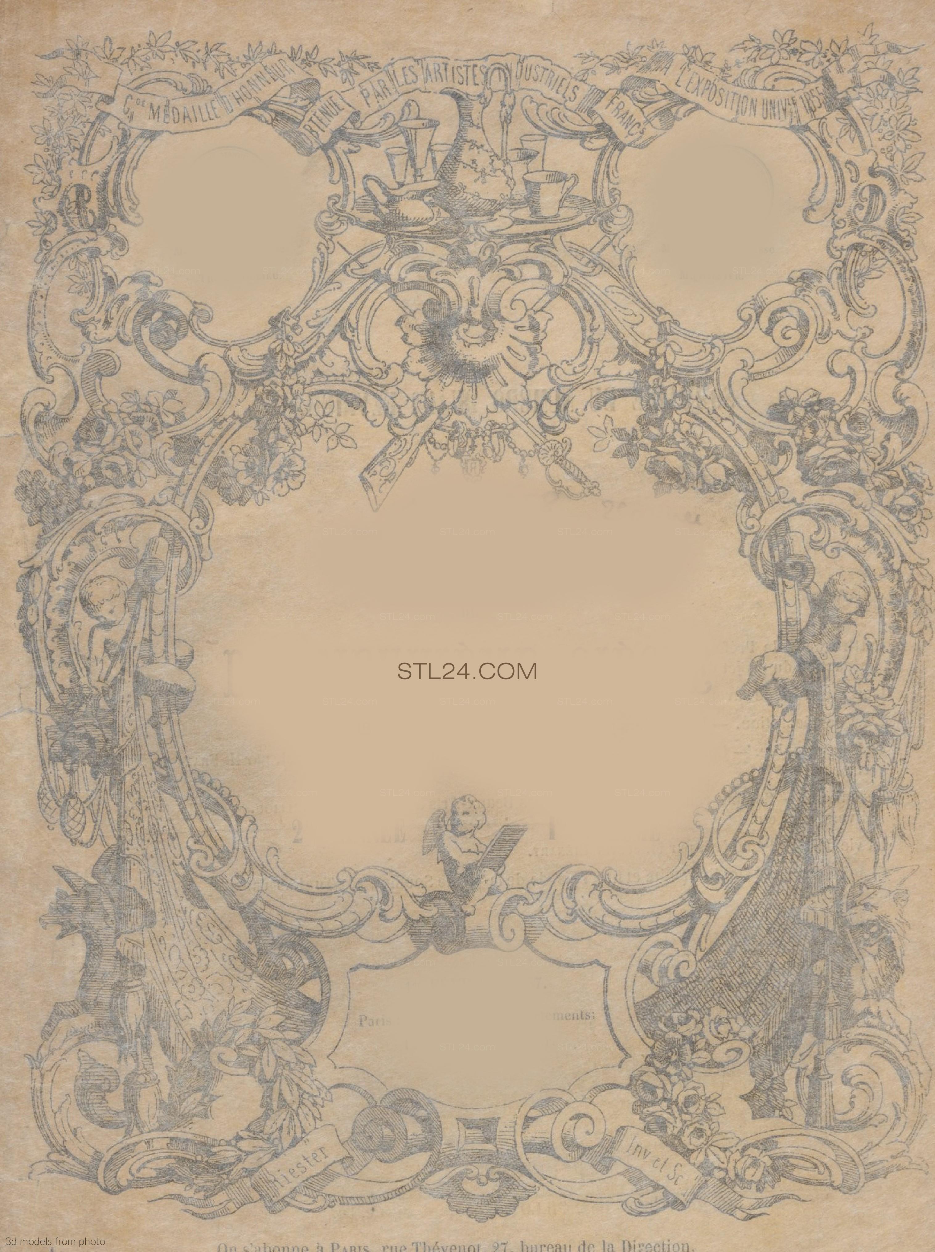 Панели резные (CARVED PANEL_1577 -  | 3D model 3DSMAX / OBJ / STL) 3D модель для ЧПУ станка